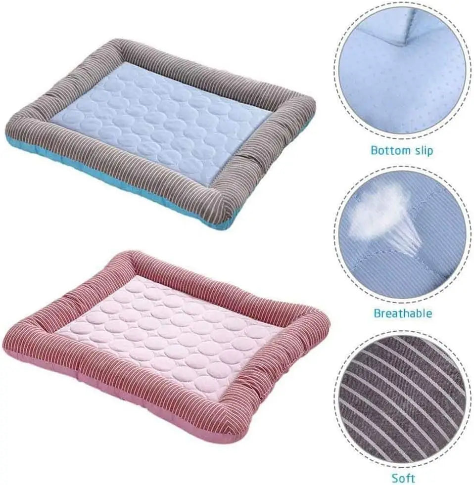 Breathable Ice Silk Cooling Pad for Dogs Cats Pets Summer Sleeping Soft Mat Bed in Pink Blue Cool Mat Blanket