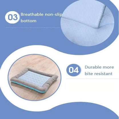 Breathable Ice Silk Cooling Pad for Dogs Cats Pets Summer Sleeping Soft Mat Bed in Pink Blue Cool Mat Blanket