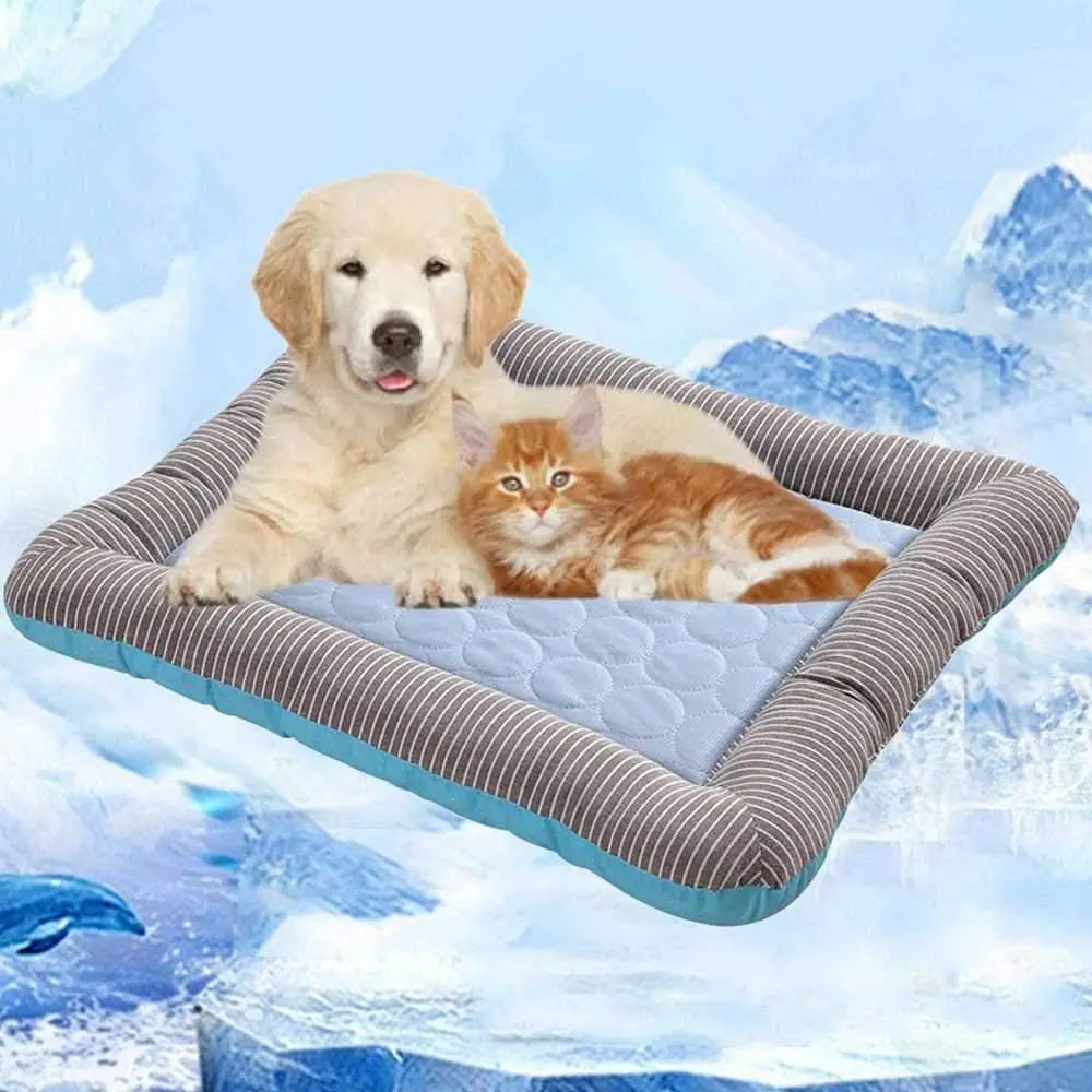 Breathable Ice Silk Cooling Pad for Dogs Cats Pets Summer Sleeping Soft Mat Bed in Pink Blue Cool Mat Blanket
