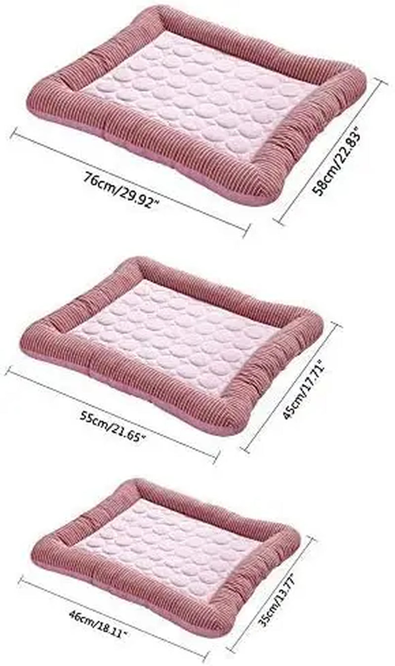 Breathable Ice Silk Cooling Pad for Dogs Cats Pets Summer Sleeping Soft Mat Bed in Pink Blue Cool Mat Blanket