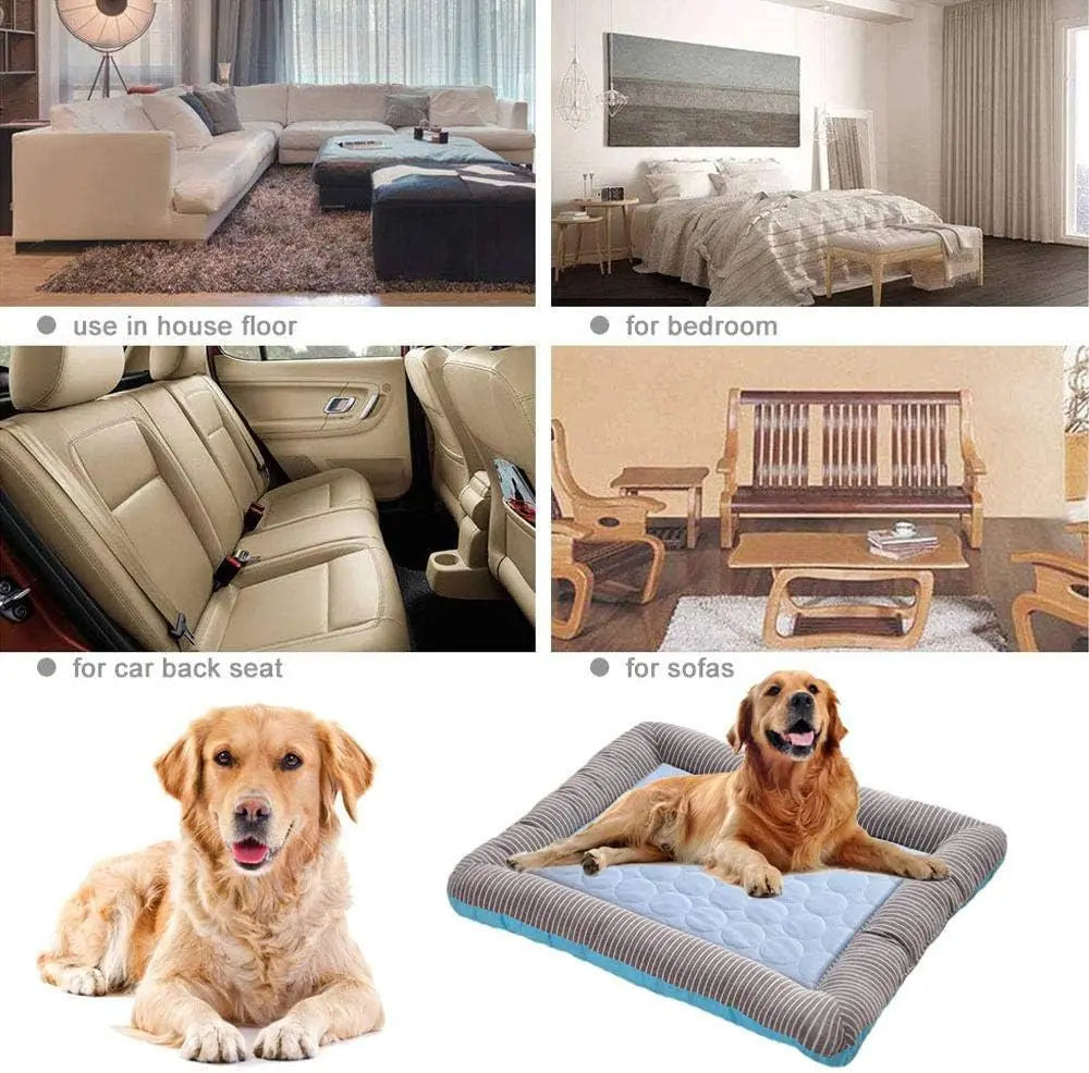 Breathable Ice Silk Cooling Pad for Dogs Cats Pets Summer Sleeping Soft Mat Bed in Pink Blue Cool Mat Blanket